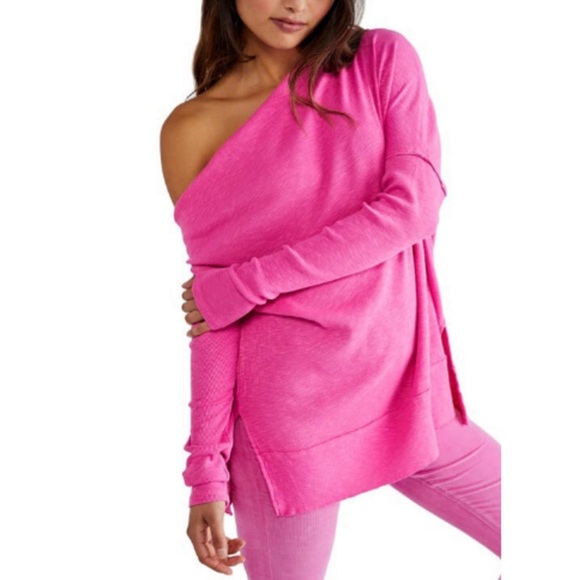 Free People Get Together Long Sleeve Top Women’s Size M Off Shoulder Thermal - Picture 9 of 9